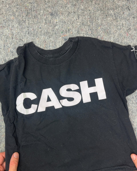 Johnny Cash Black Cropped T-Shirt, Size S