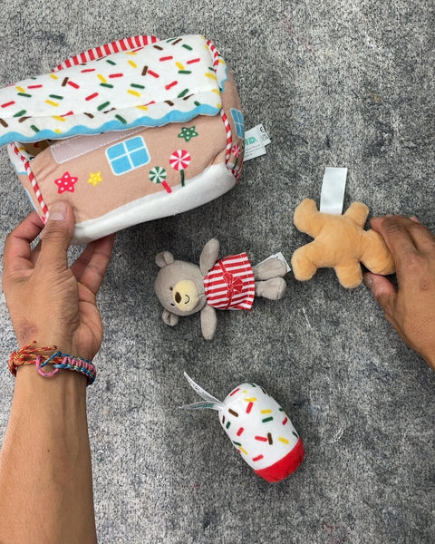 Plush Gingerbread House with Small Plush Toys