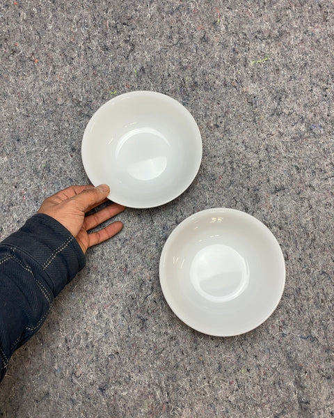 Two White Bowls with Floral Pattern