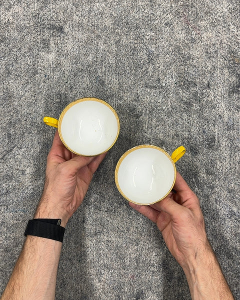 Two Teavana Noble Poppy Yellow Teacups