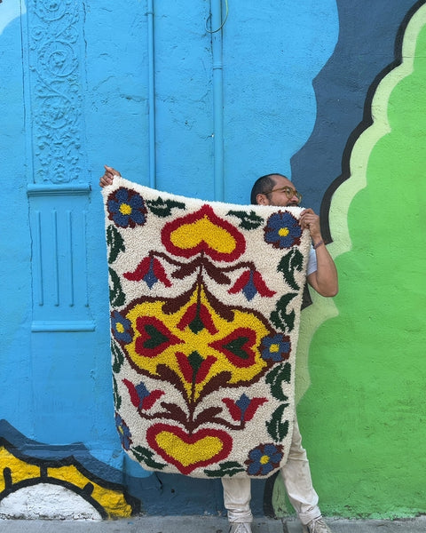 Vintage Latch Hook Tapestry Rug, 34x44"