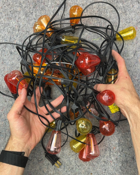 Outdoor String Lights with Yellow, Orange and Red Bulbs