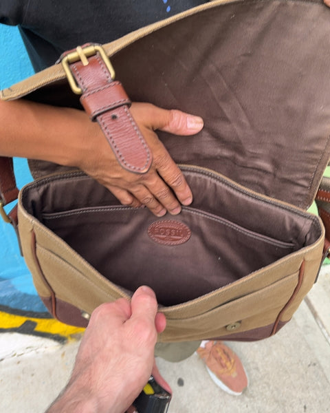 Fossil Canvas and Leather Messenger Bag