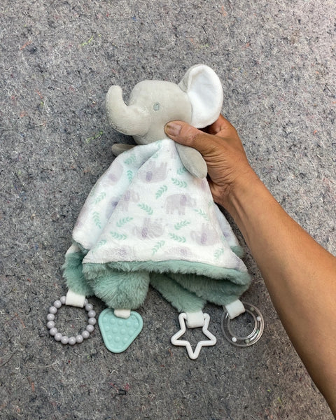 Elephant Baby Security Blanket with Teethers