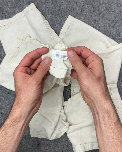 Five More Cream Linen Blend Fabric Napkins with Stitching