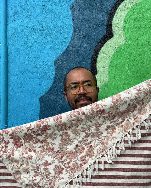 Striped and Floral Patterned Blanket, 50x80"