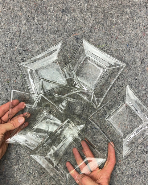 7 Clear Glass Square Plates, 6x6"