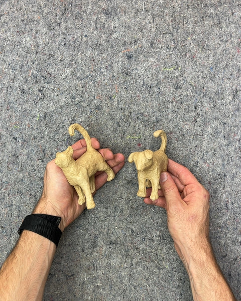Paper Mache Dog & Cat Figurines