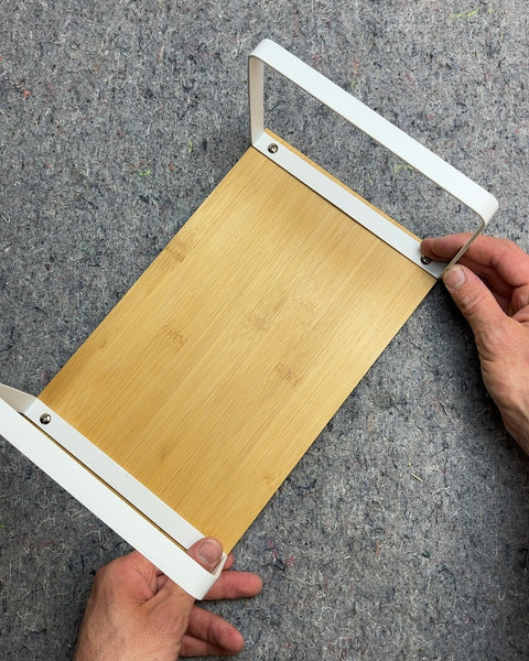Bamboo Wood and White Metal Laptop Riser, 12x7"