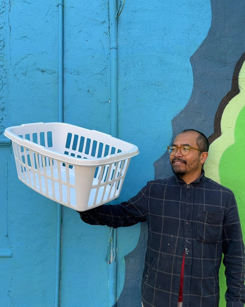 White Plastic Laundry Basket