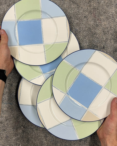 Set of 5 Noritake Ambiance Plaid Dinner Plates