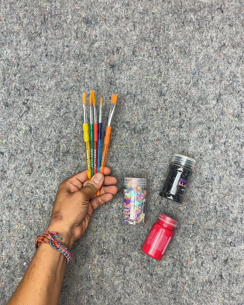 Kids Paint Brushes, Glitter, and Paint Set