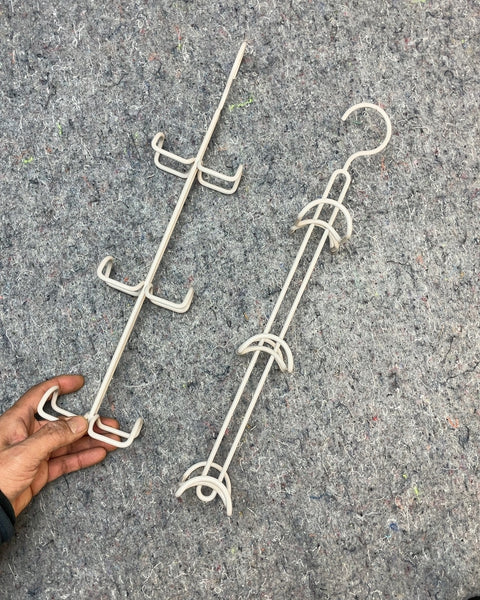Two White Metal Scarf Hangers