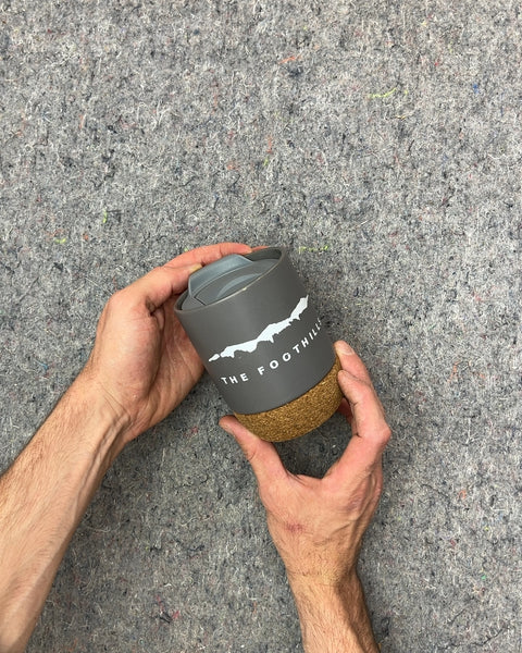 The Foothills Gray Mug with Cork Base