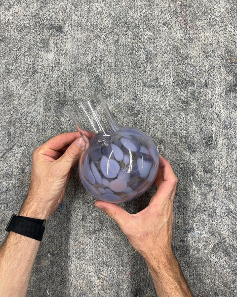Very Pretty Purple Speckled Glass Vase, H7"