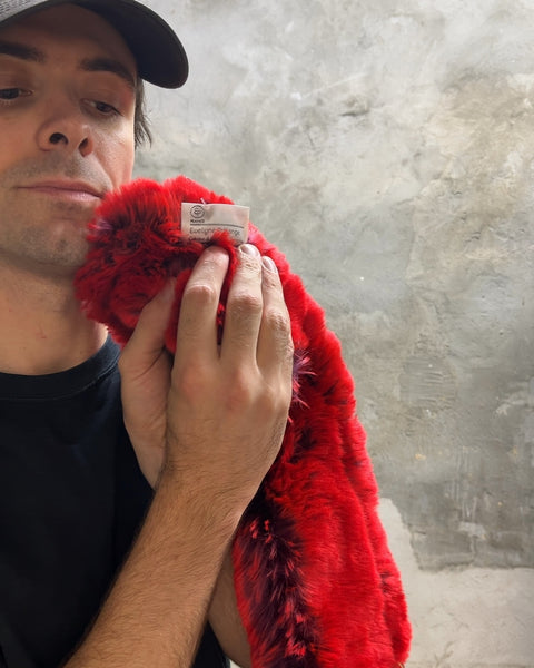 Red Faux Fur Scarf From France