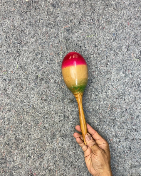 Wooden Maraca with Red and Green Accent