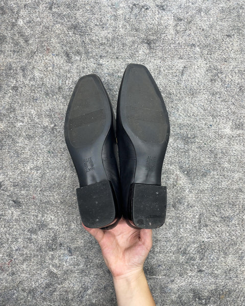 Naturalizer Black Leather Square Toe Loafers, Size US 8W, EU 38