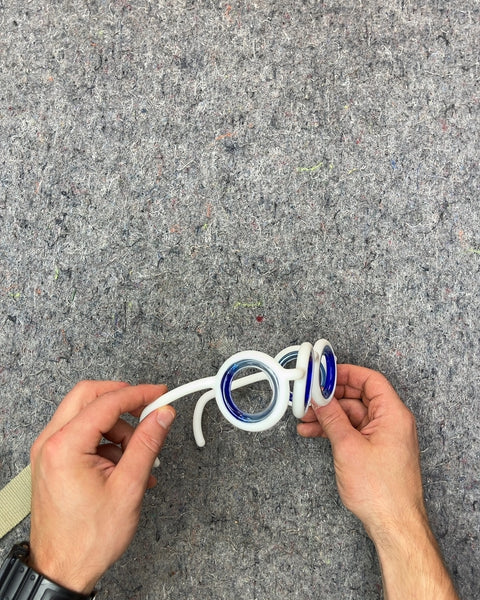 White and Blue Pinwheel Glasses