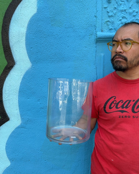 Bigass Clear Glass Cylinder Vase, H10"