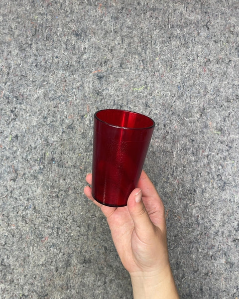 Red Plastic Drinking Glass For When You Want To Drink A Small Glass of Orange Juice Like You're At An Old Diner