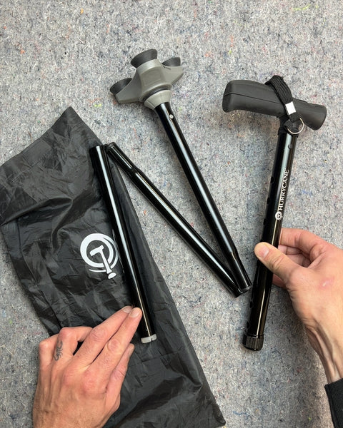 Hurricane Folding Walking Cane with Quad Base