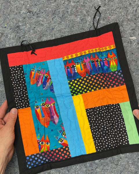 Handmade Quilted Wall Hanging Two Sided, 15x15"