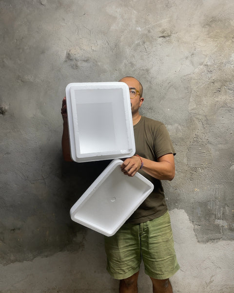 White Styrofoam Cooler Box with Lid