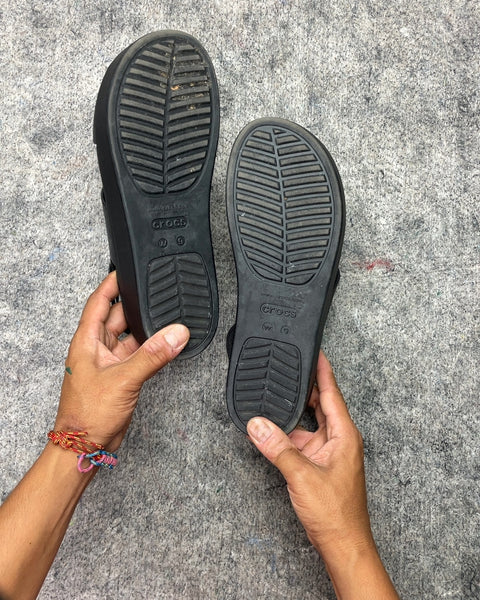 Crocs Literide Black Platform Sandals, Size W9