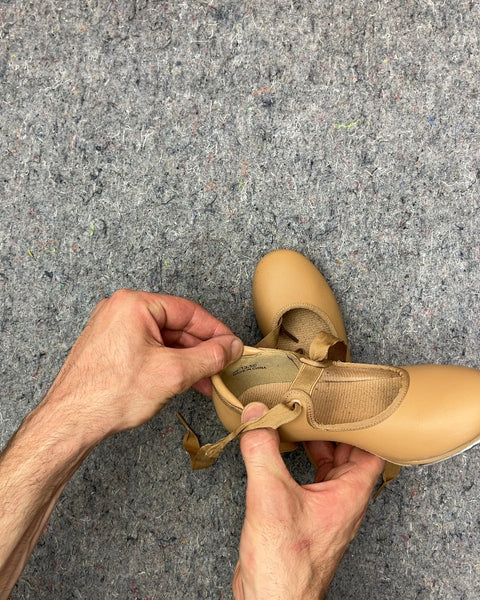 Tan Tap Dance Shoes, Size US C 13.5