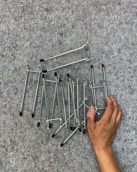 4 White Pegboard Panels, 1x10" with Metal Hooks & Hardware