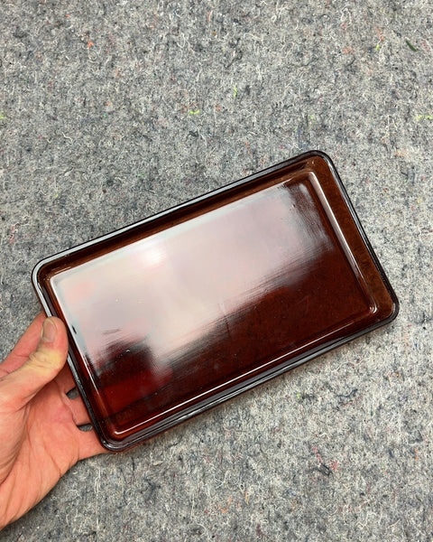 Very Pretty Glass Brown Rectangular Tray, 5x9"