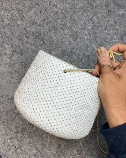 White Textured Hanging Planter