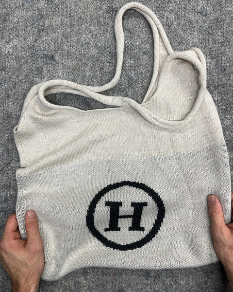 Knit Shoulder Tote Bag with H Logo