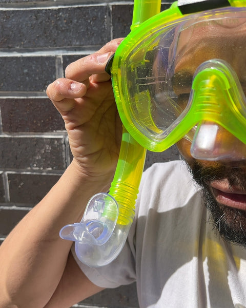 Adult Snorkel Mask Set, Neon Green