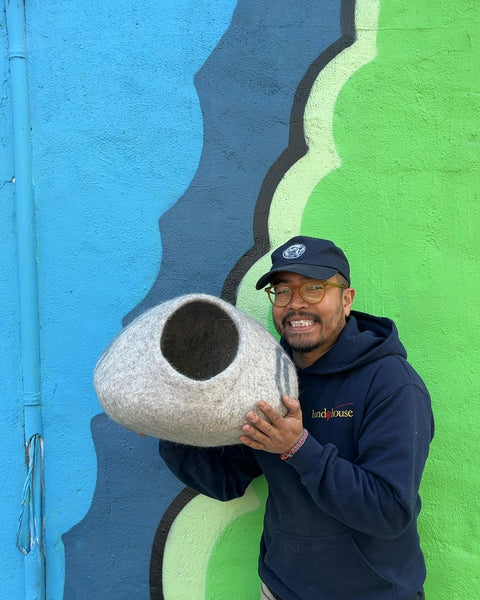 Felted Wool Cat Cave Bed