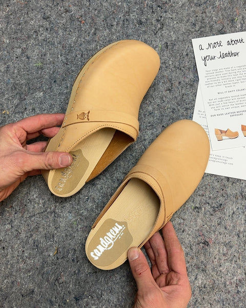 Brand New Sandgrens Swedish Leather Clogs, Size EU 40
