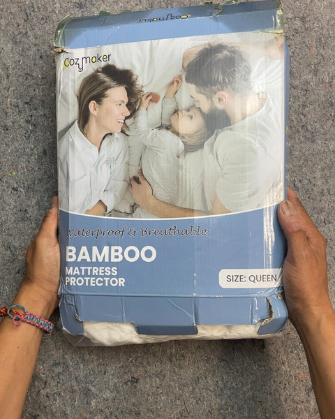 Brand New Cozymaker Bamboo Waterproof Mattress Protector, Size Queen