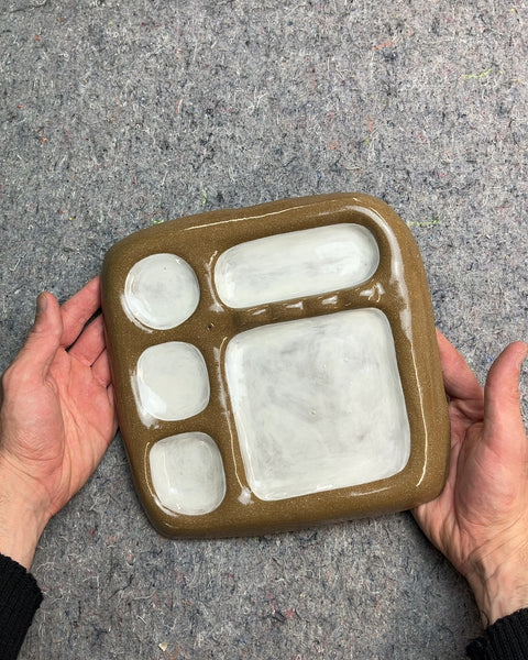 Handmade Ceramic Paint Palette With A Brush Rest