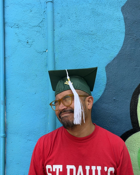 2023 Green Graduation Cap with White Tassel