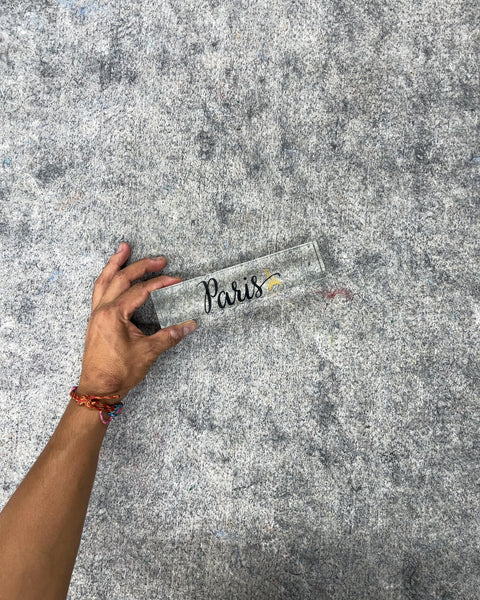 Paris Script Clear Acrylic Desk Bar Paperweight
