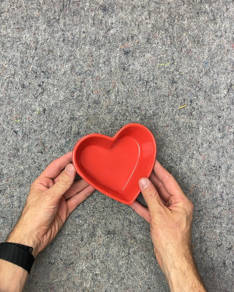 Red Heart Shaped Ceramic Dish