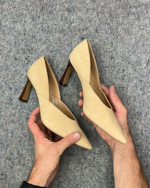 Vince Camuto Beige Suede Pointed Toe Heels, Size US 9W