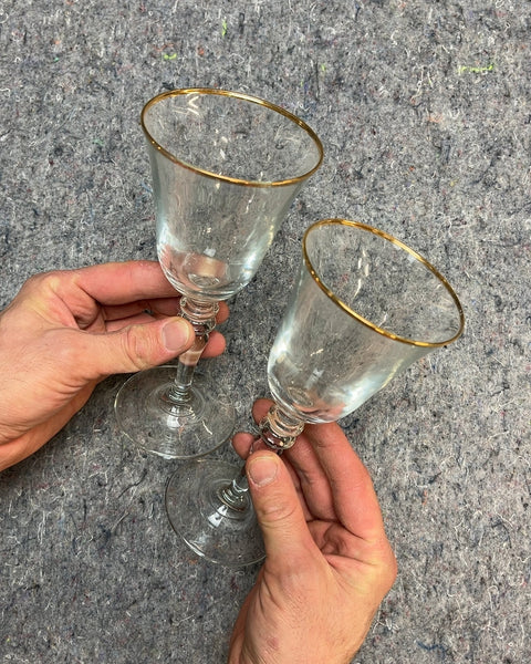 Another Two Vintage Wine Glasses with Gold Trim