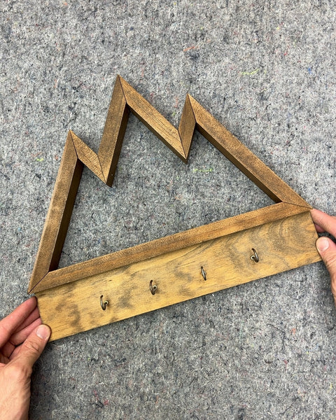 Wooden Mountain Key Holder, W14"
