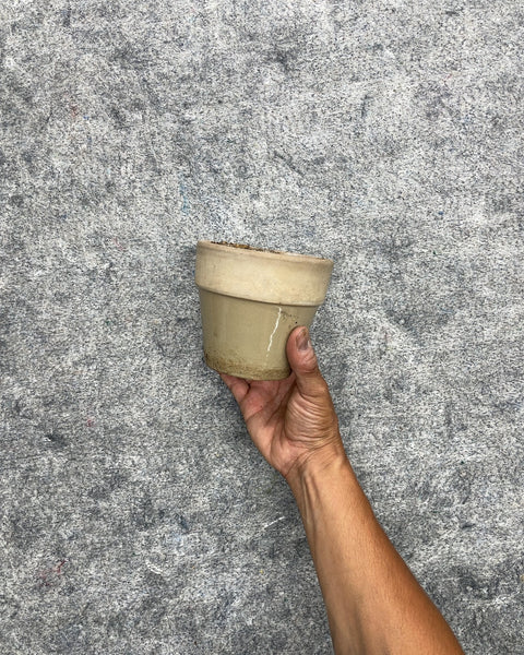 Small Beige Glazed Ceramic Plant Pot
