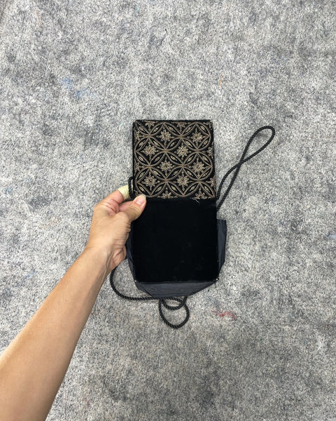 Embroidered Mini Crossbody Bag with Cord Strap