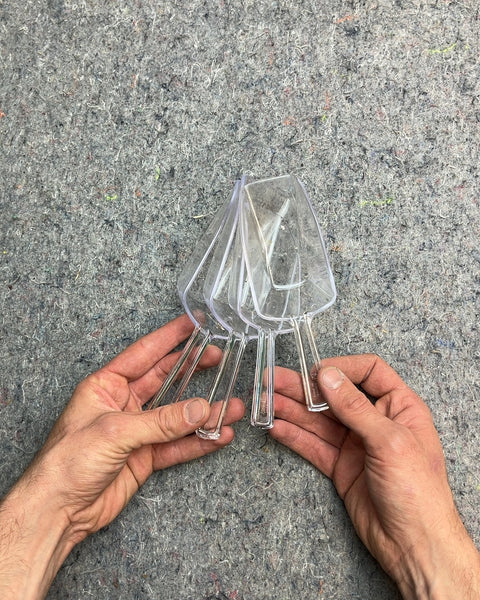 Set of Four Clear Plastic Scoops