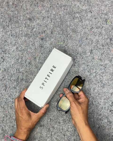 SPITFIRE Black Frame Yellow Lens Sunglasses, Non-Prescription