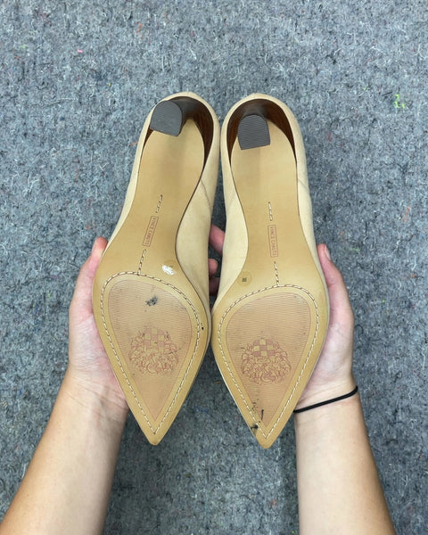 Vince Camuto Beige Suede Heels, Size 9